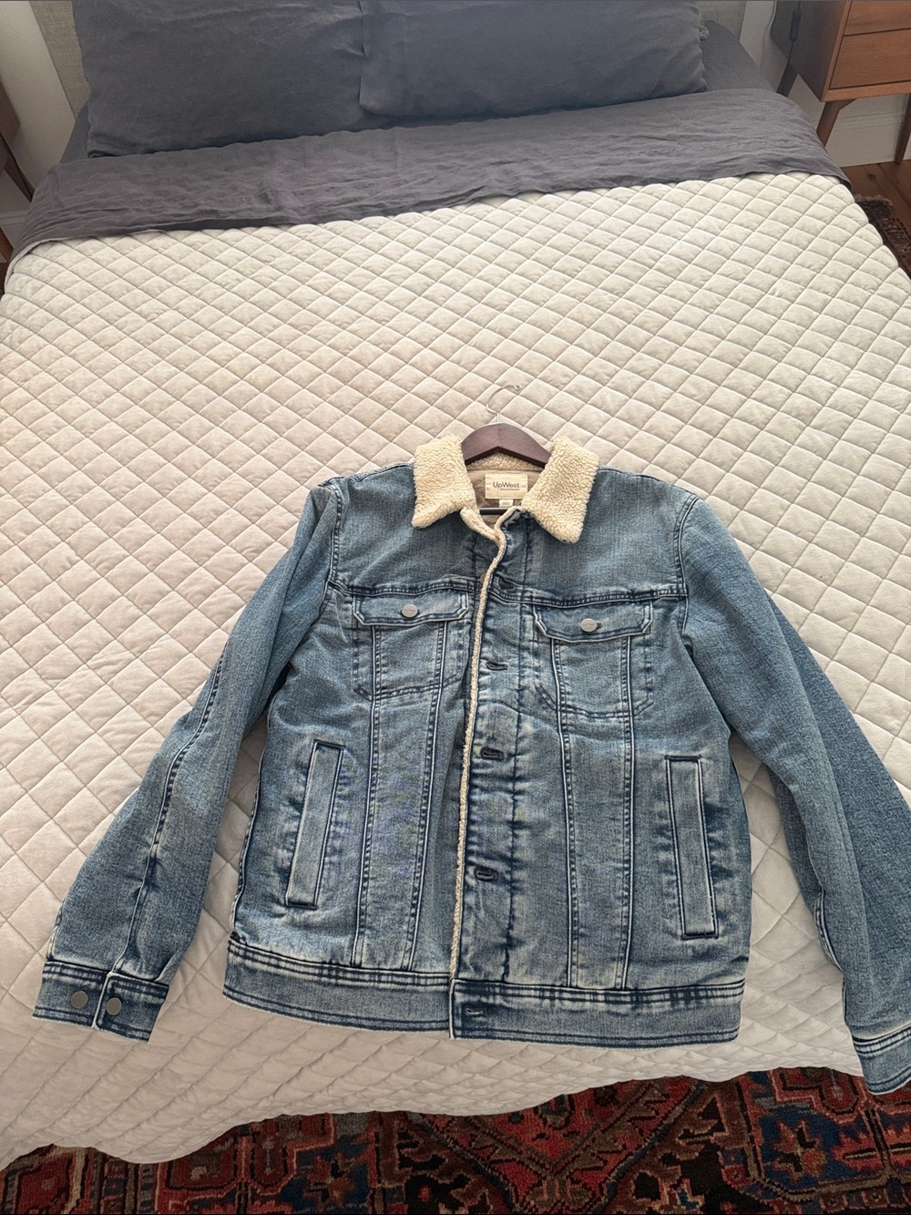 UpWest Light Blue Denim Jacket with Cream Sherpa Collar